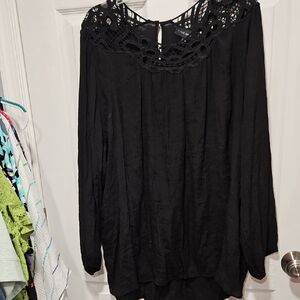 Lane Bryant Black Lace Yoke Top